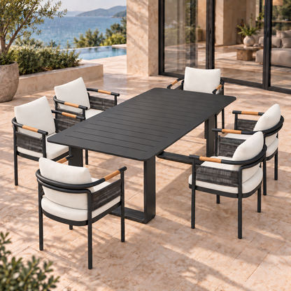 Lifestyle view: Zenia Outdoor Dining Set in Aluminium