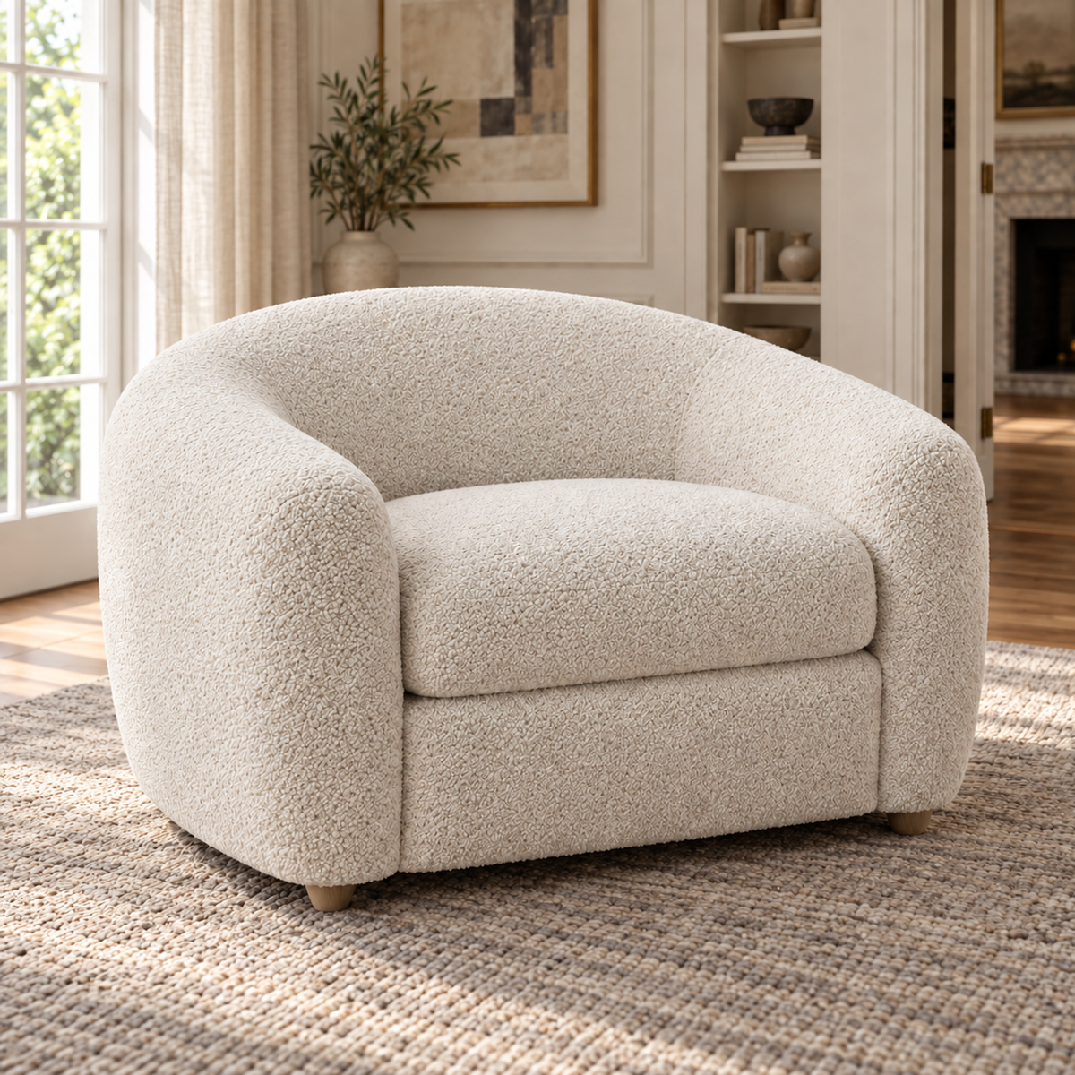 Sylvain chair, left diagonal in a furnished living room