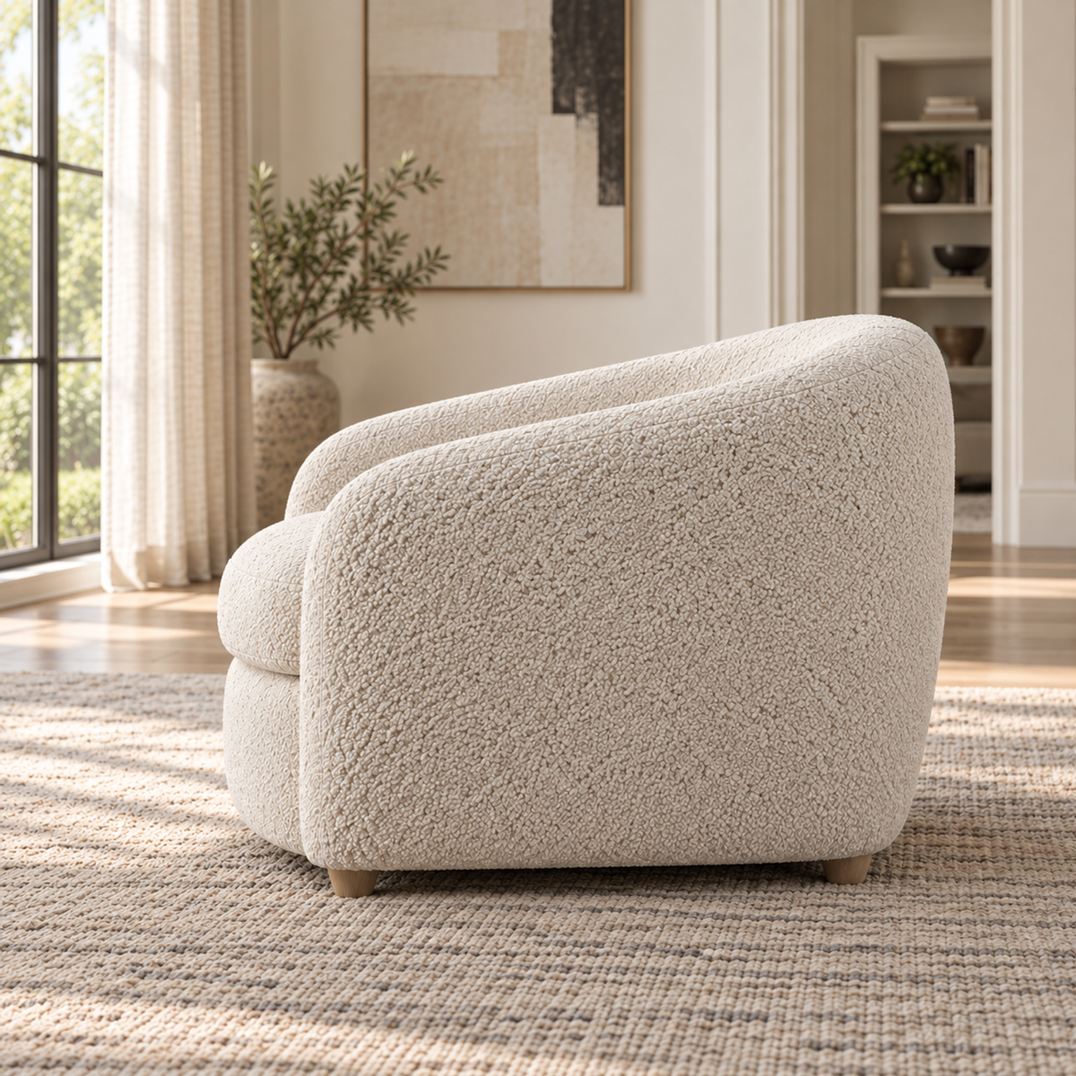 Sylvain chair, right side in a furnished living room