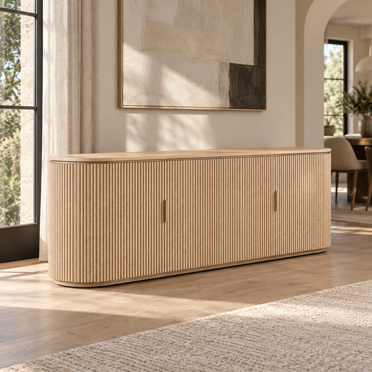 Lifestyle view: Yron 4-Door Sideboard in a sunlit furnished home