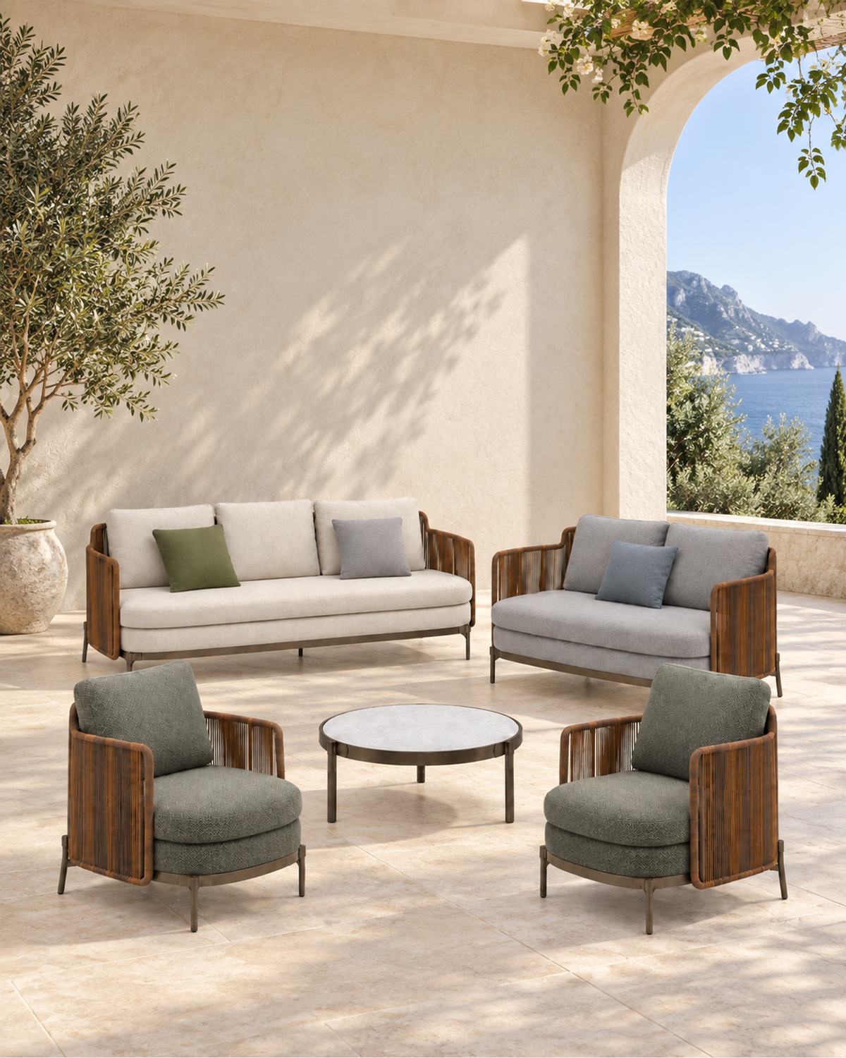 Amalfi Outdoor Sofa Set in a styled setting