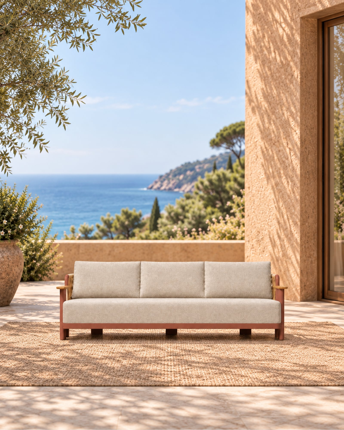 Aria Sofa in Aluminium in a styled setting