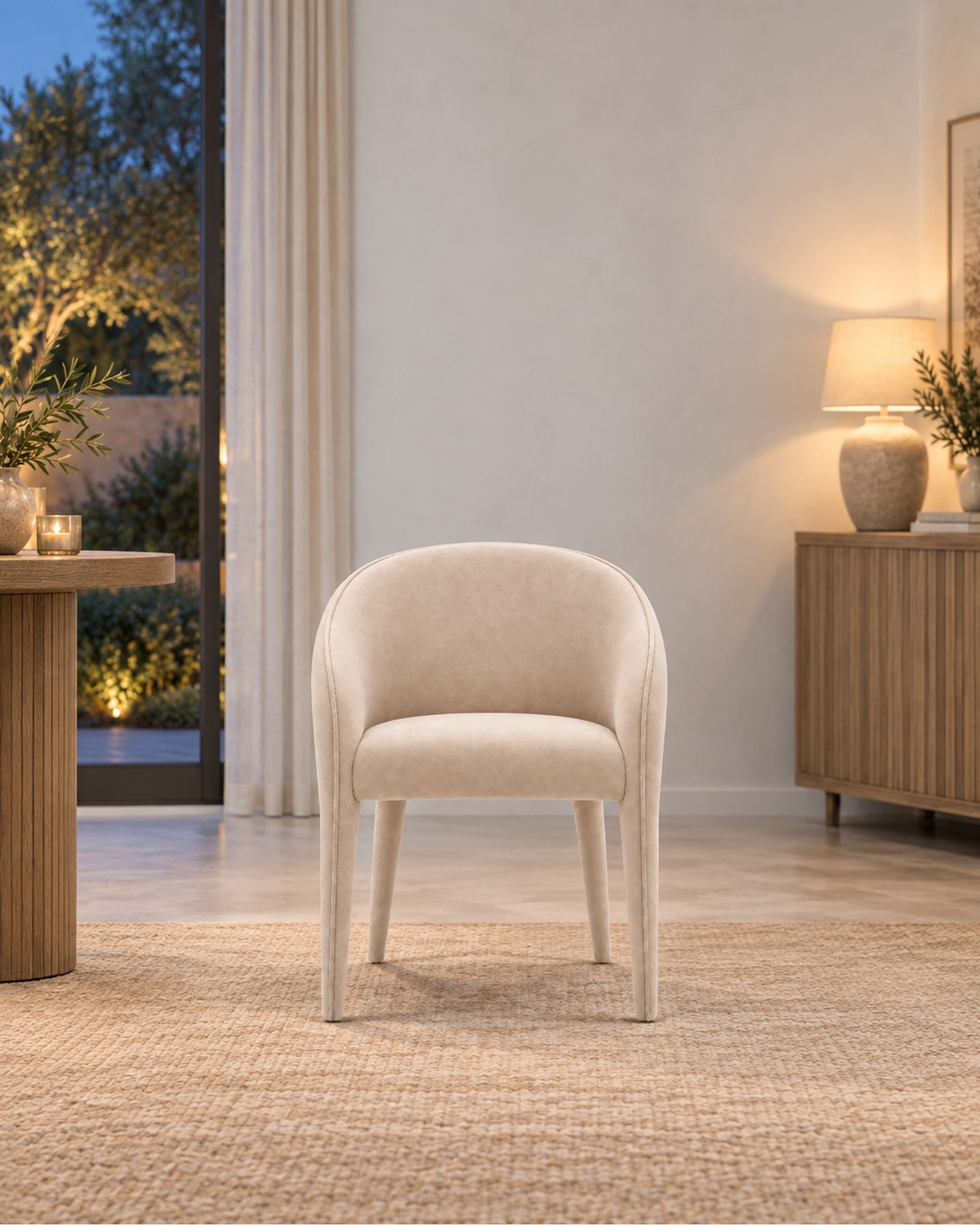 Blair Fabric Dining Armchair in a styled setting