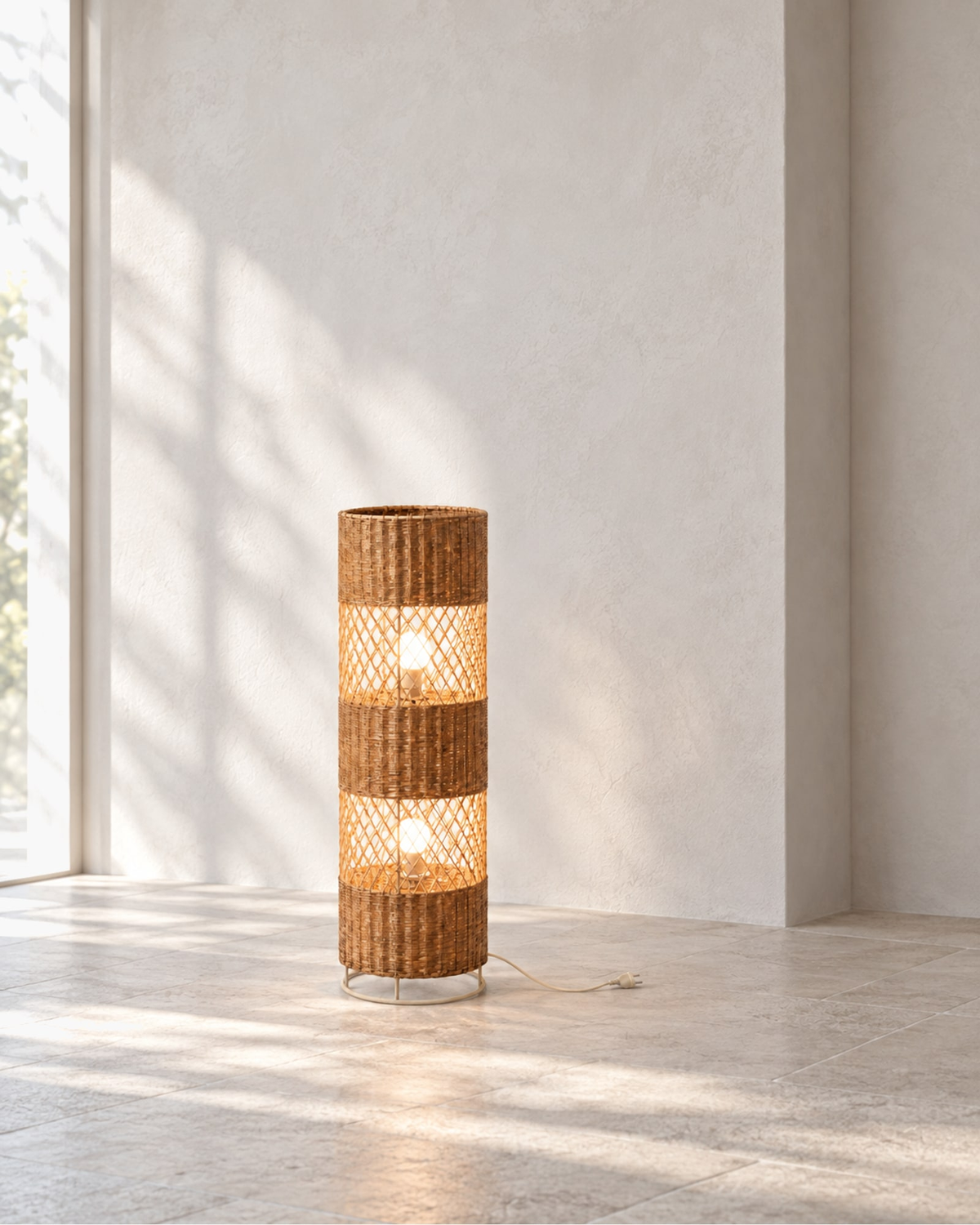 Cannella Floor Lamp, Low Column in a styled setting