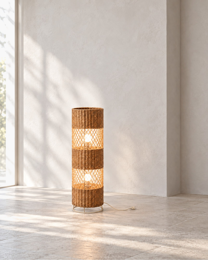 Cannella Floor Lamp, Low Column in a styled setting