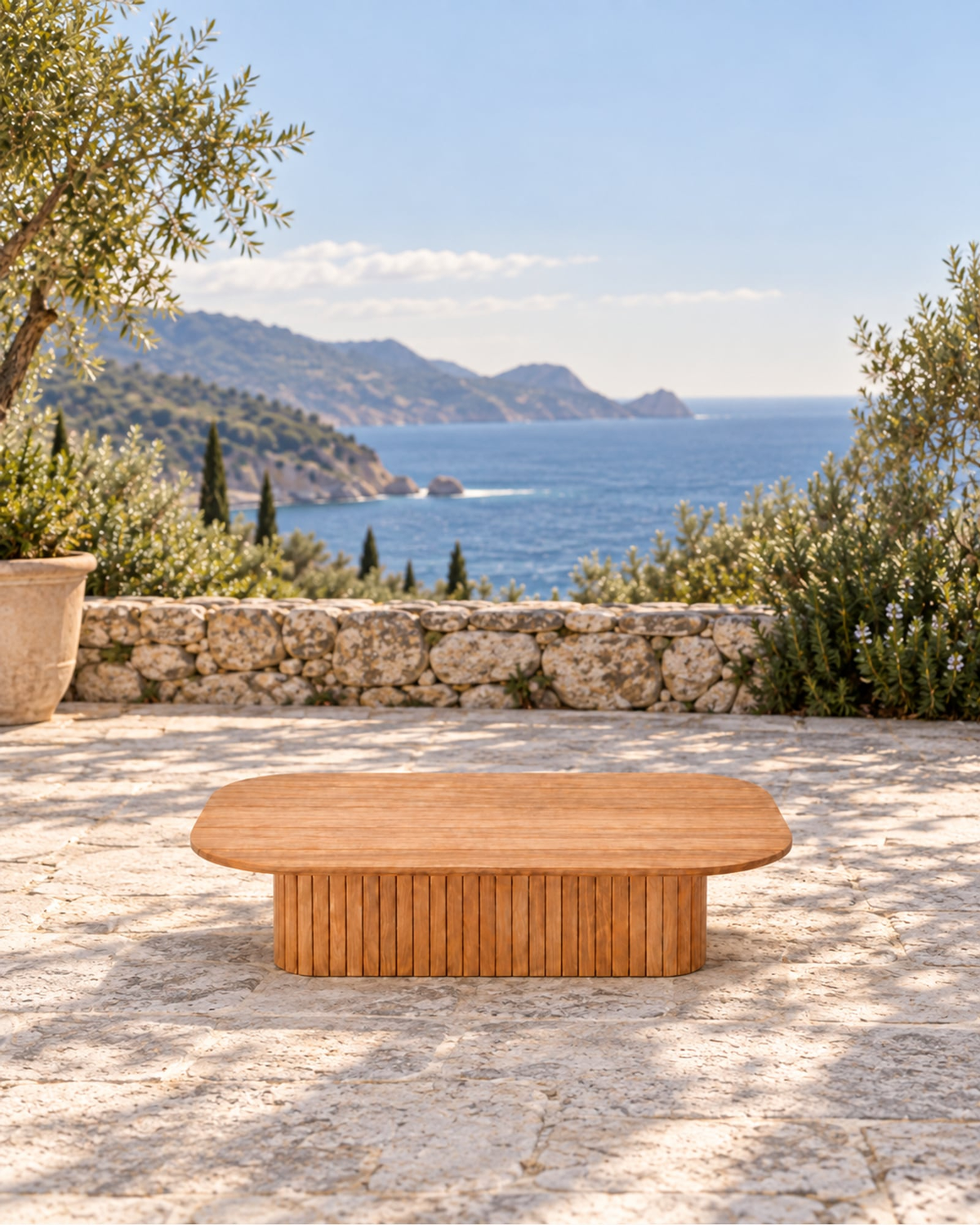 Ethereal Coffee Table in Teak in a styled setting