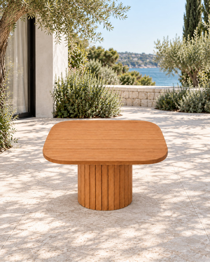 Ethereal Side Table in Teak in a styled setting