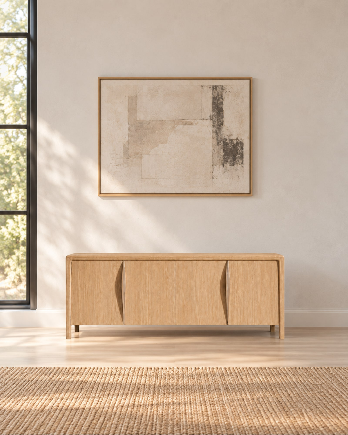 Gael Oak 4-Door Sideboard in a styled setting