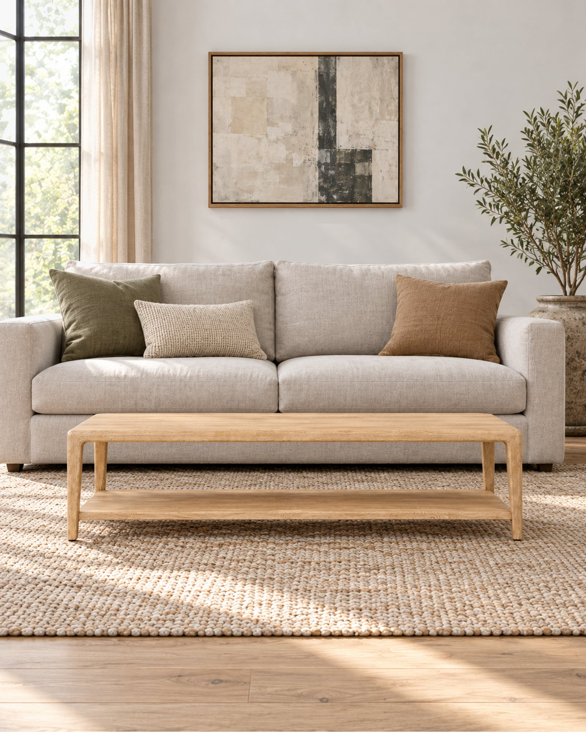 Gael Oak Coffee Table in a styled setting