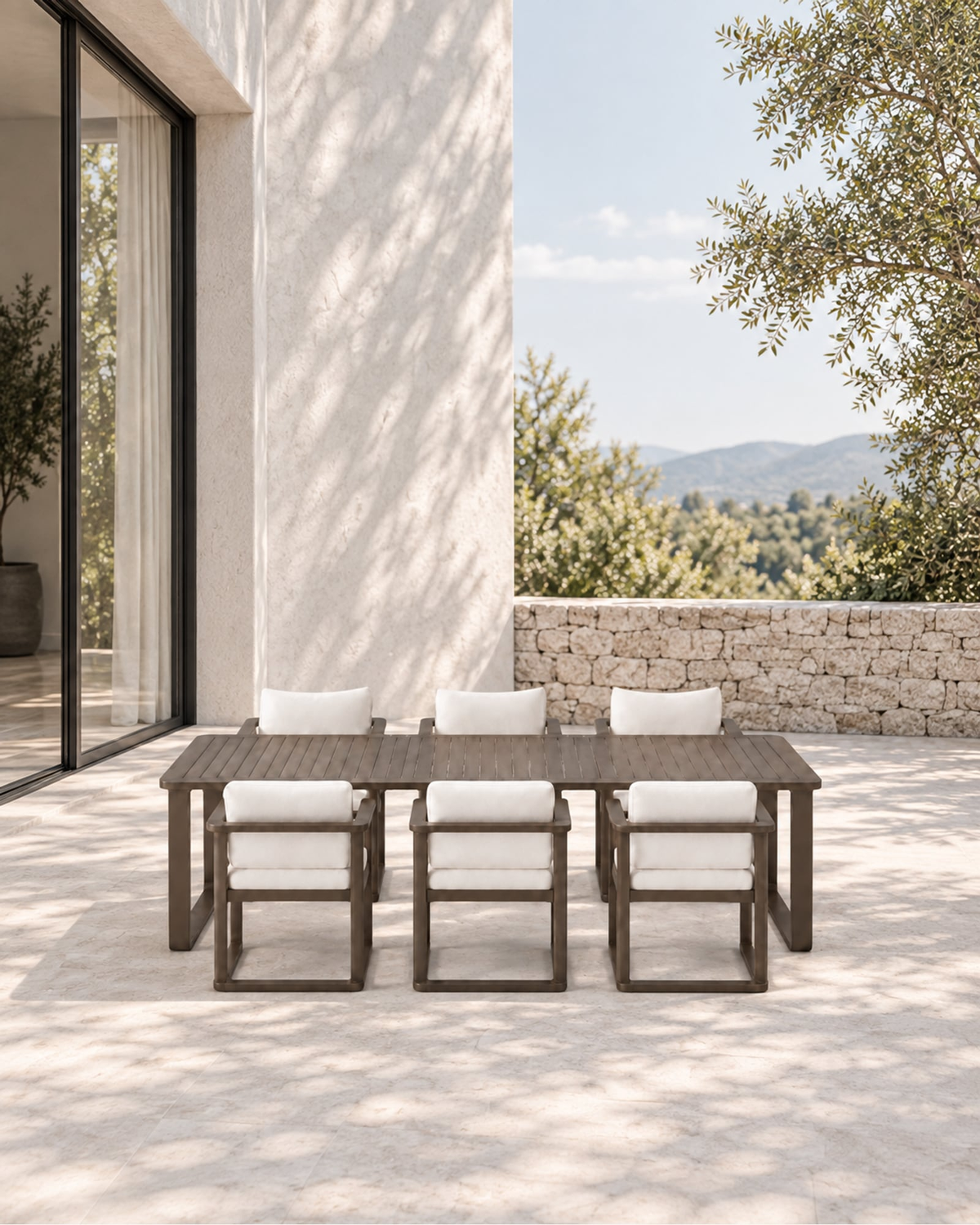 Grace Outdoor Dining Set in Aluminium in a styled setting
