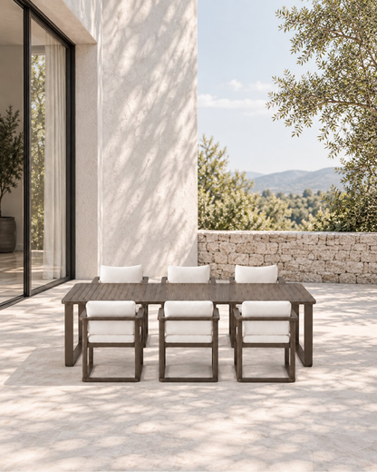 Grace Outdoor Dining Set in Aluminium in a styled setting