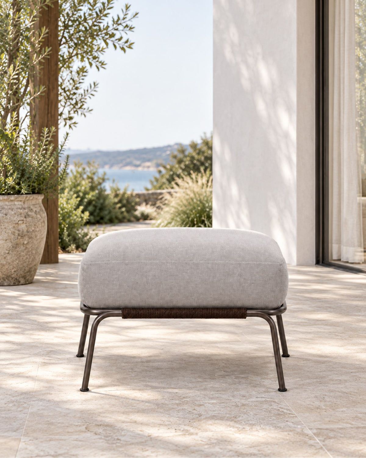 Ischia Ottoman on a sunlit terrace