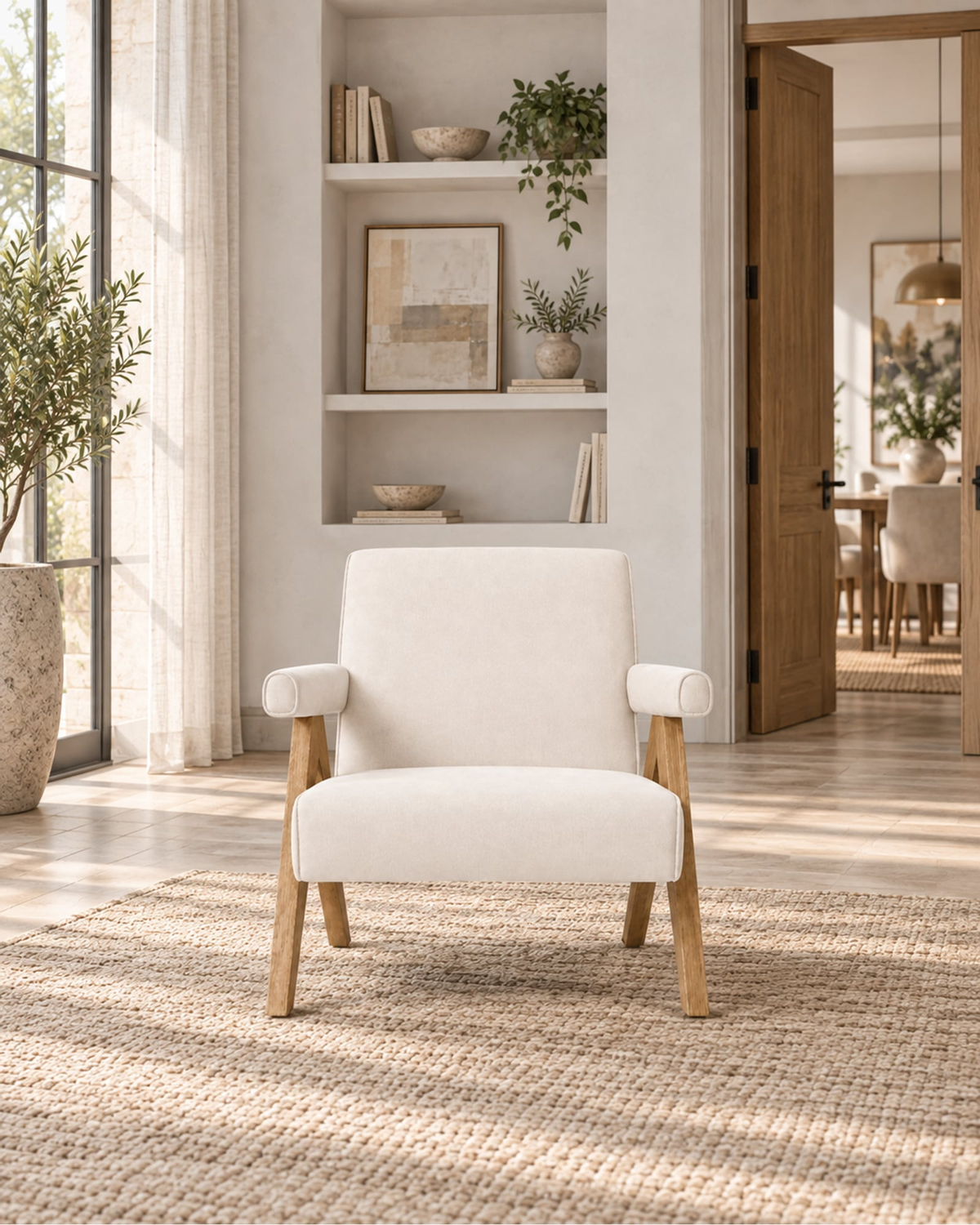 Jakob Leather Lounge Chair in a styled setting