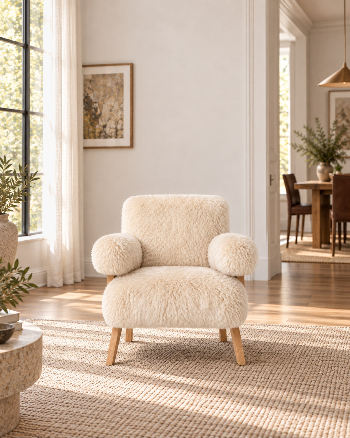 Jakob Sheepskin Lounge Chair in a styled setting