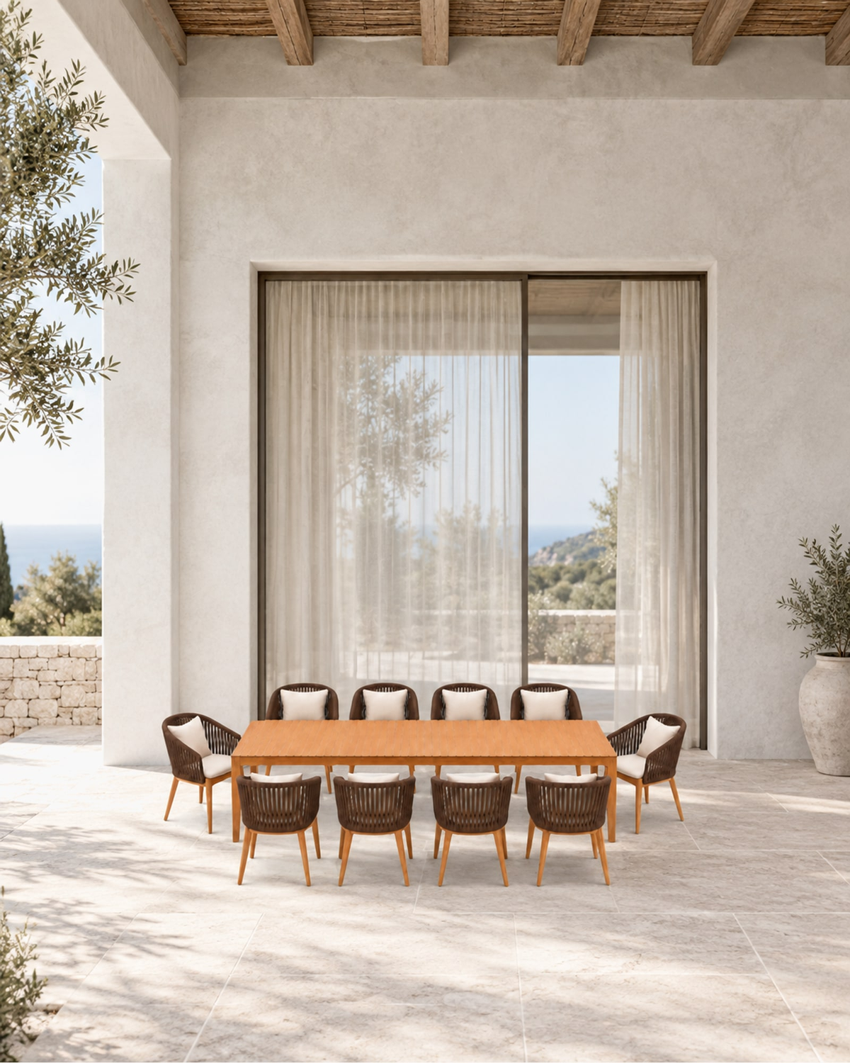 Lecce Outdoor Dining Set in a styled setting