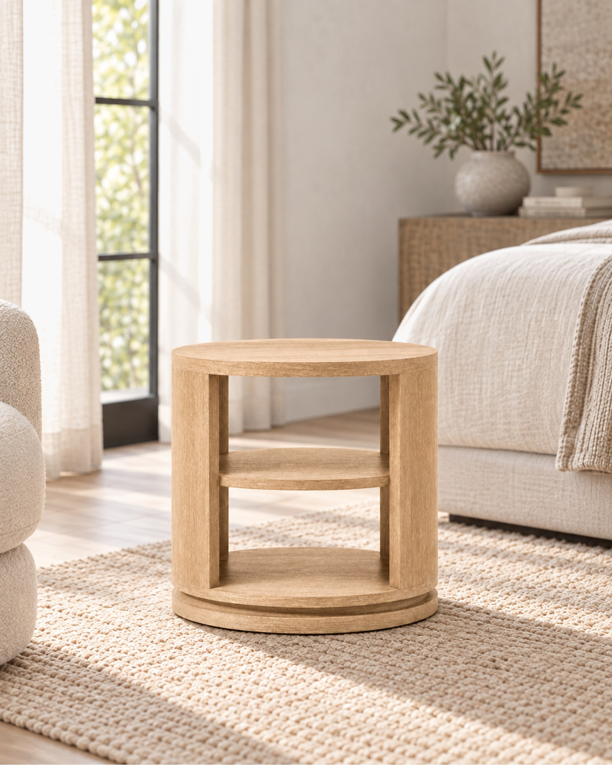 Ligné Open Round Side Table in a styled setting