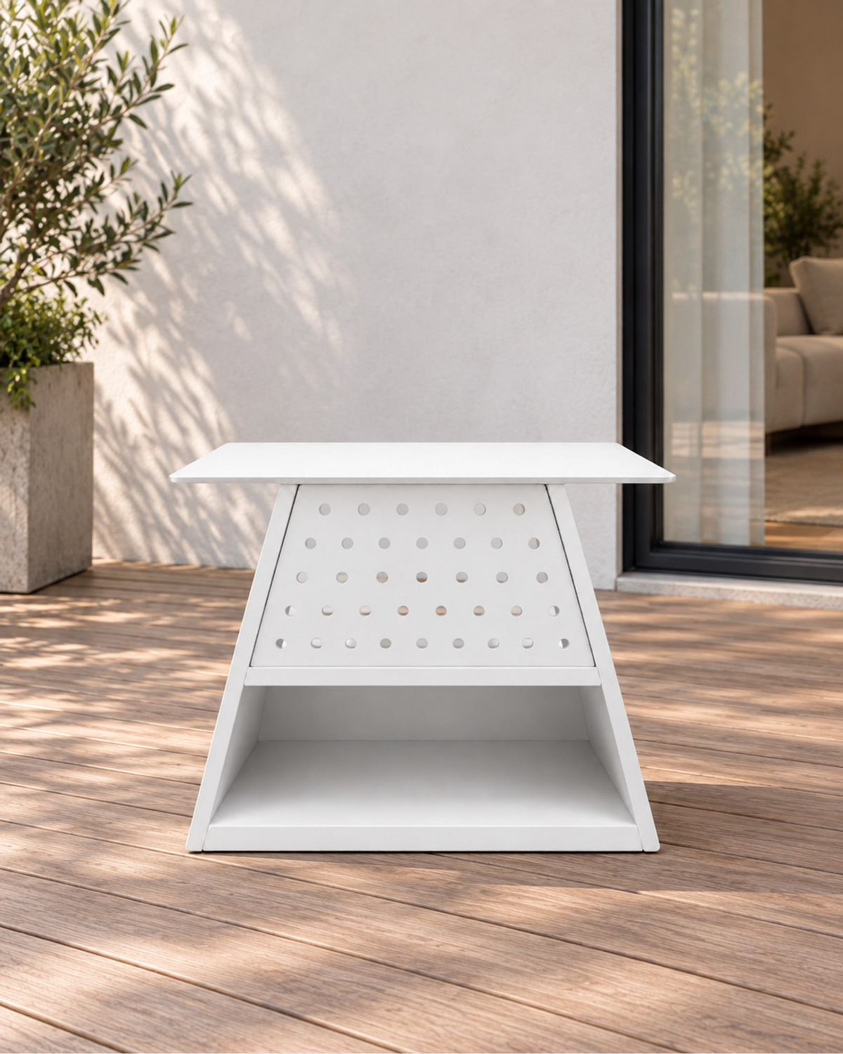 Luna Occasional Table in Aluminium in a styled setting