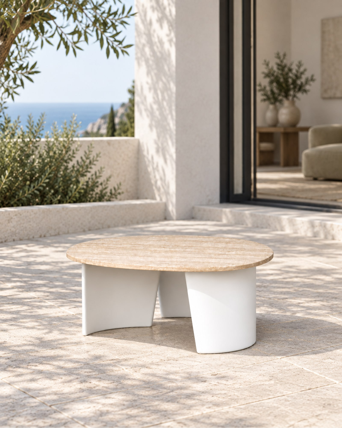 Luna Side Table in Aluminium in a styled setting