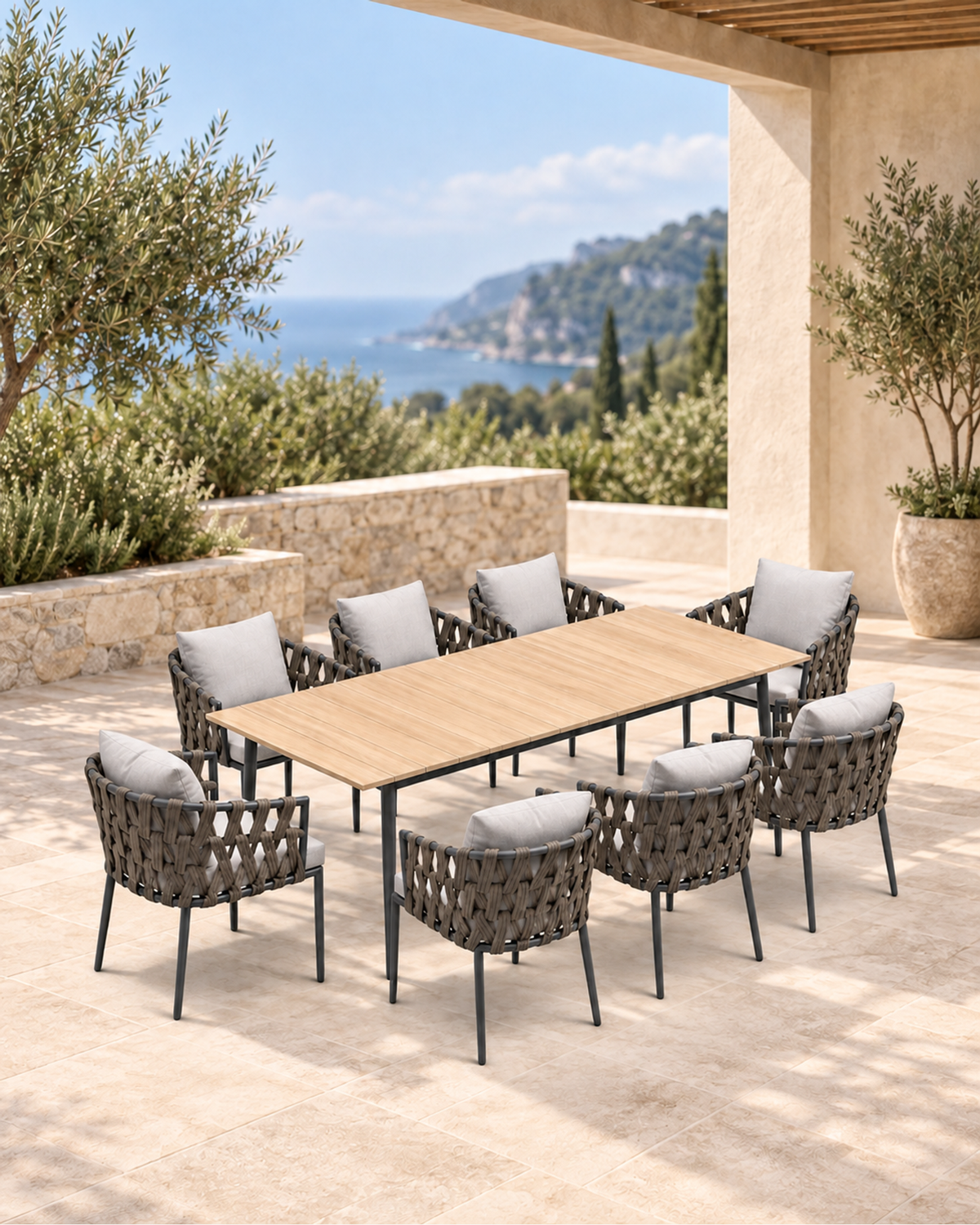 Naxos Outdoor Dining Set in a styled setting