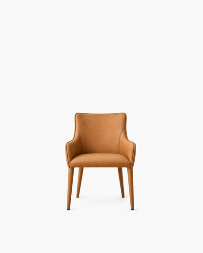 Nicola Slope Arm Vegan Leather Dining Armchair