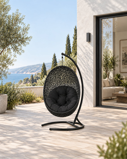 Nido Hanging Chair with Stand in a styled setting