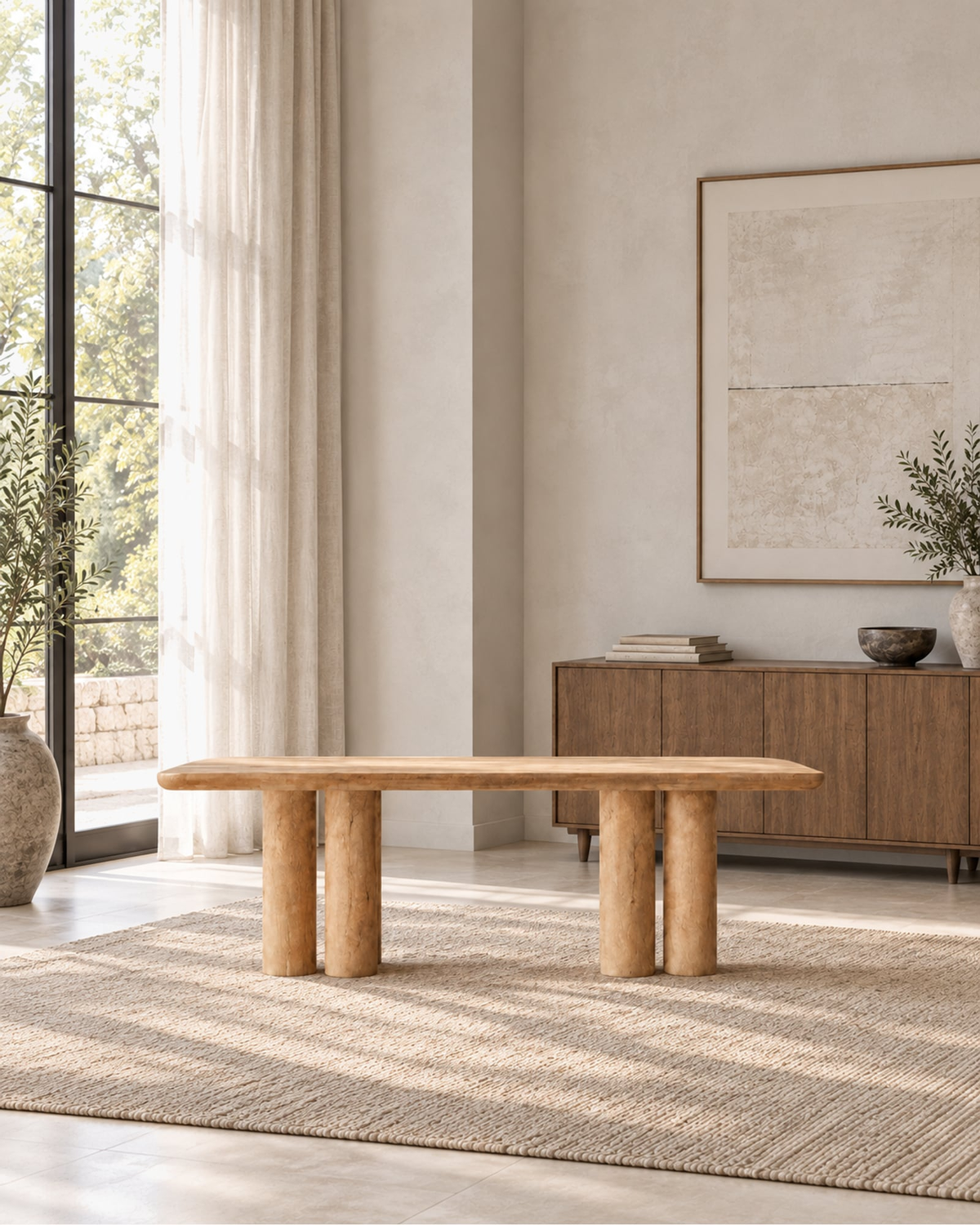 Oslo Cylinder Rectangular Dining Table in a styled setting