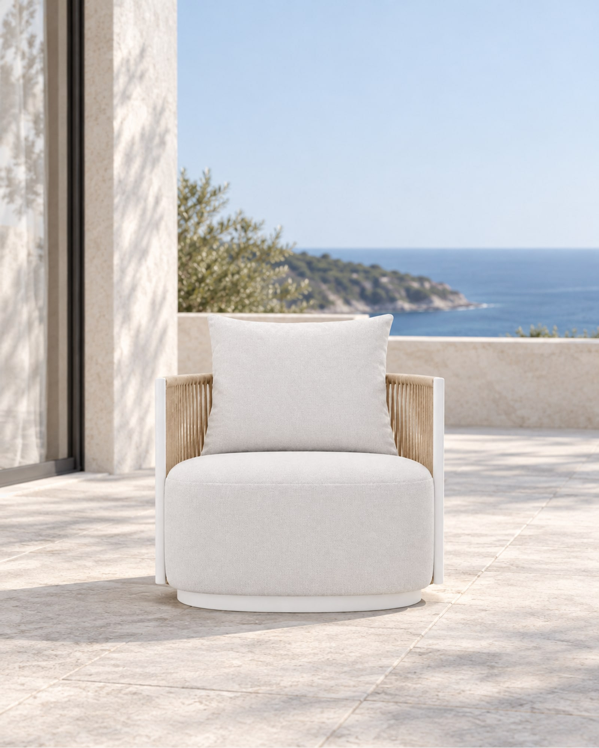 Ripple Lounge Chair in Aluminium in a styled setting