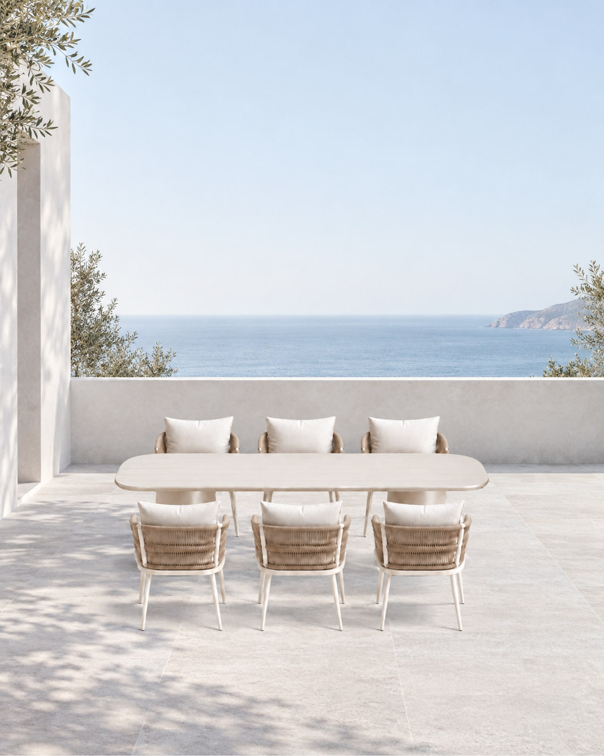 Ripple Outdoor Dining Set in Aluminium in a styled setting