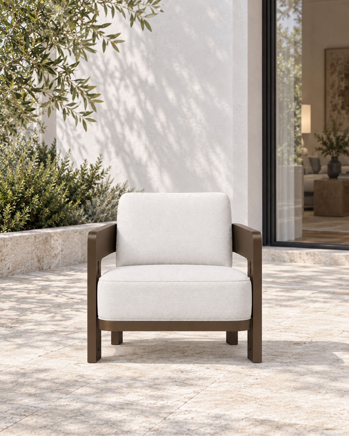 Serein Lounge Chair in Aluminium in a styled setting