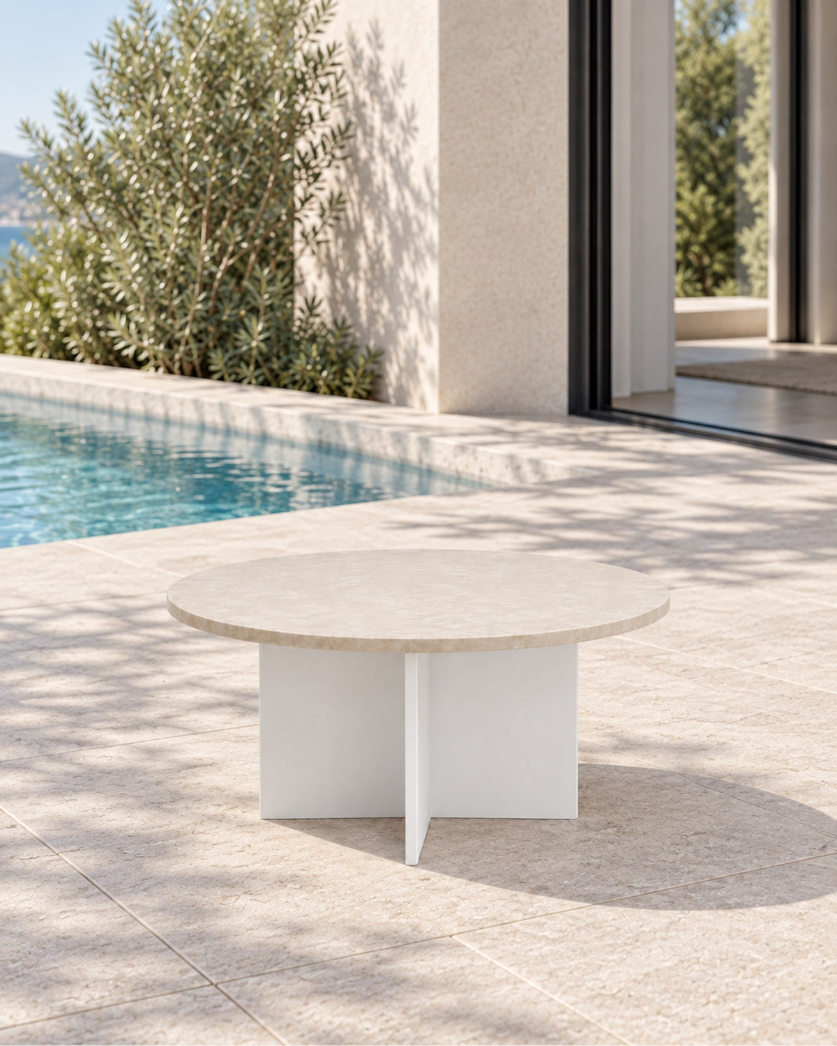 Vela Coffee Table in Aluminium in a styled setting