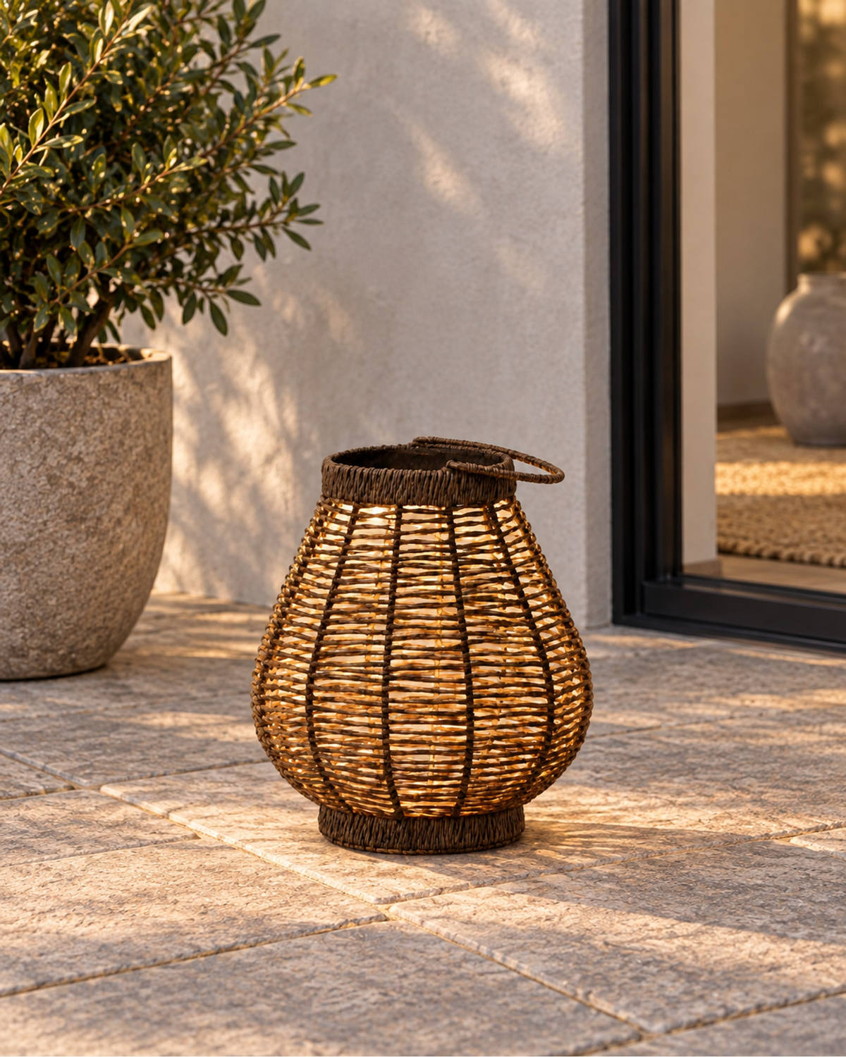 Verano Floor Lantern, Compact in a styled setting