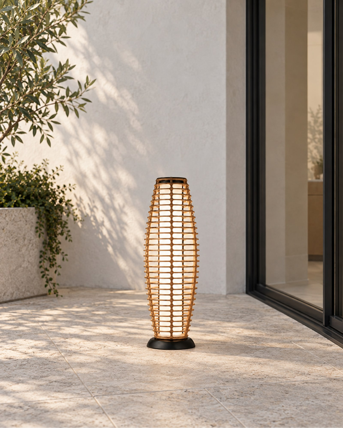 Verano Floor Lantern, Slim in a styled setting
