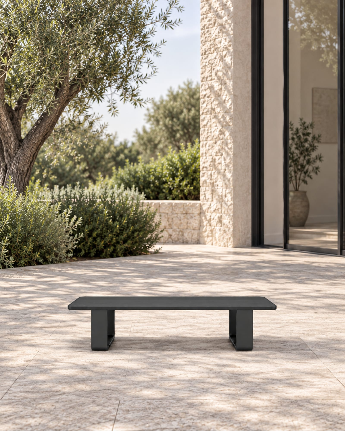 Zenia Coffee Table in Aluminium in a styled setting