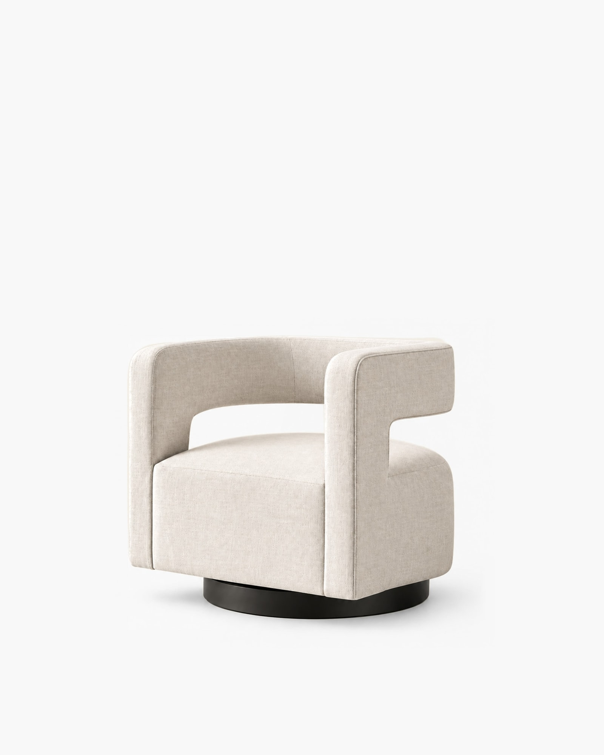 Drew Curved Swivel Chair — studio view