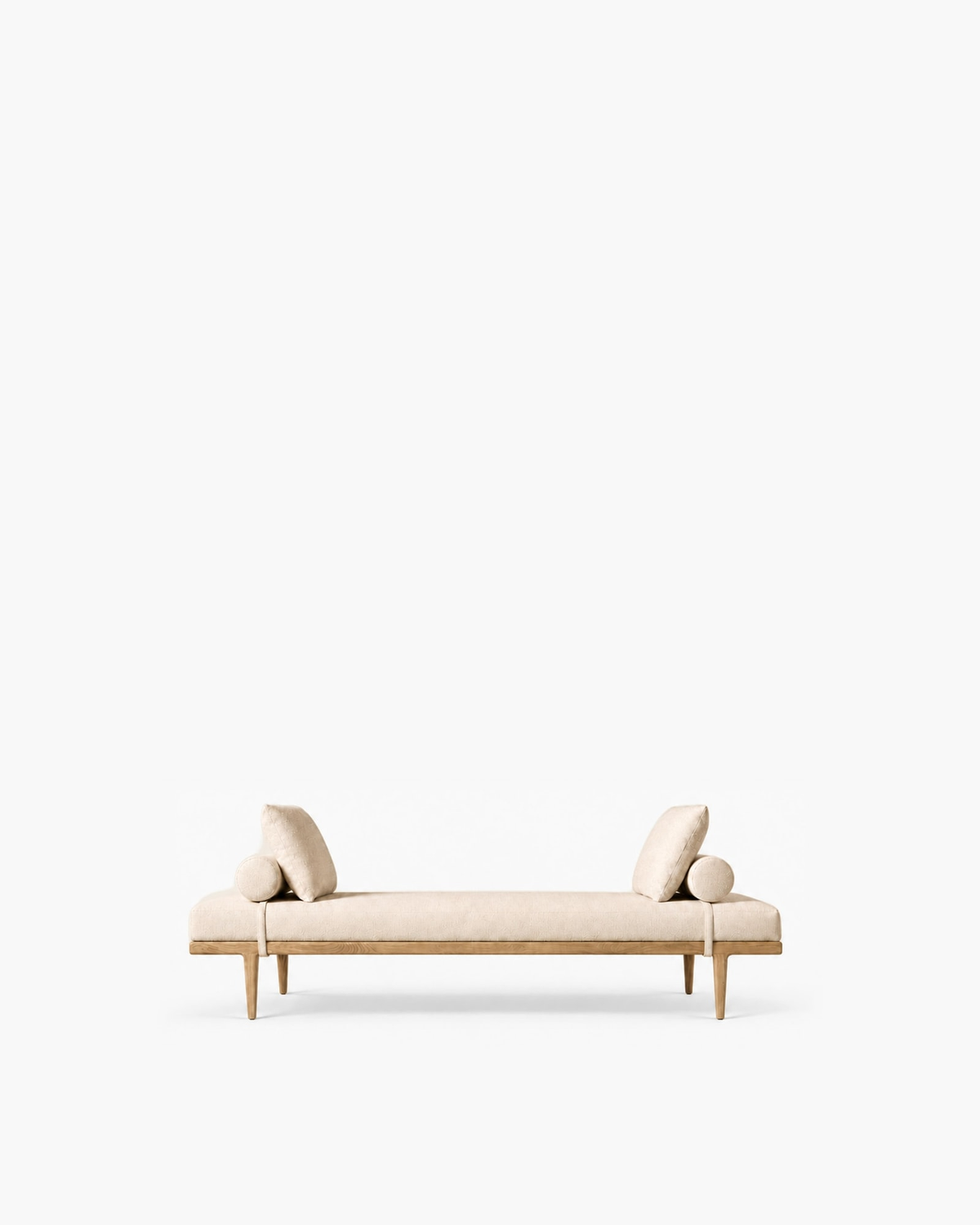 Gael Oak Fabric Panel Daybed — studio view