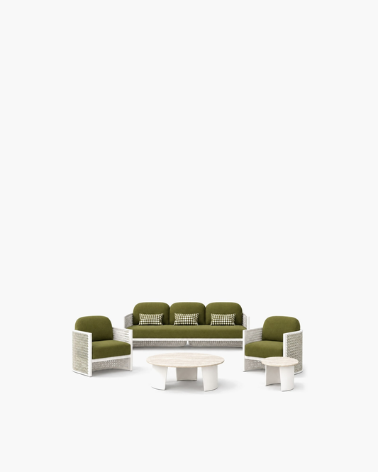 Luna Outdoor Sofa Set in Aluminium — studio view