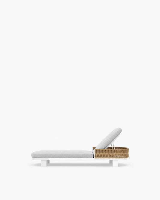 Ripple Reclining Sun Lounger in Aluminium — studio view