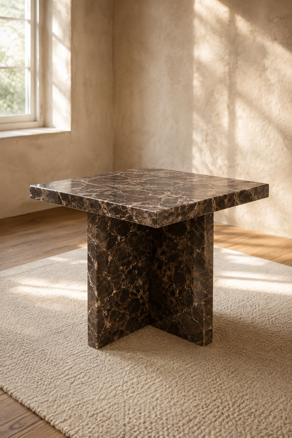 Vito Stone Square Side Table — photographed in a living room, second view